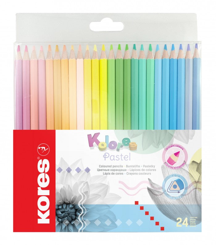 CREIOANE COLORATE 24 CULORI PASTEL TRIUNGHIULARE KORES CREIOANE COLORATE 24 CULORI PASTEL TRIUNGHIULARE KORES